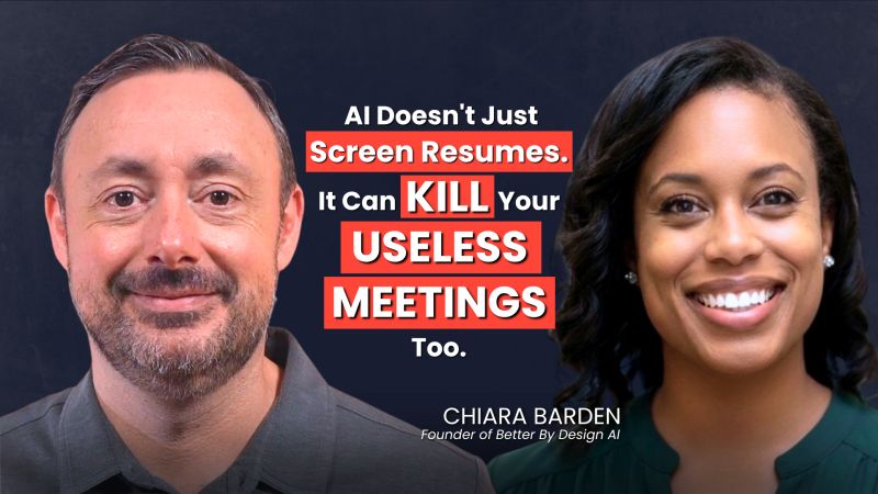 Episode promo for The Unlocked Professional featuring host Jeff Midland and guest Chiara Barden, headlined "AI Doesn't Just Screen Resumes. It Can KILL Your Useless Meetings Too."